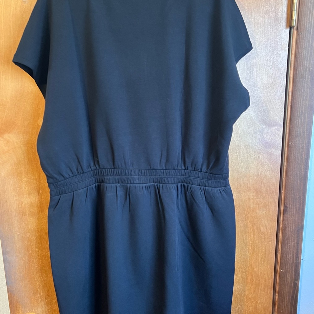 SPANX AirEssentials Very Black Cinched Waist Sweatshirt Dress with Pockets 2X